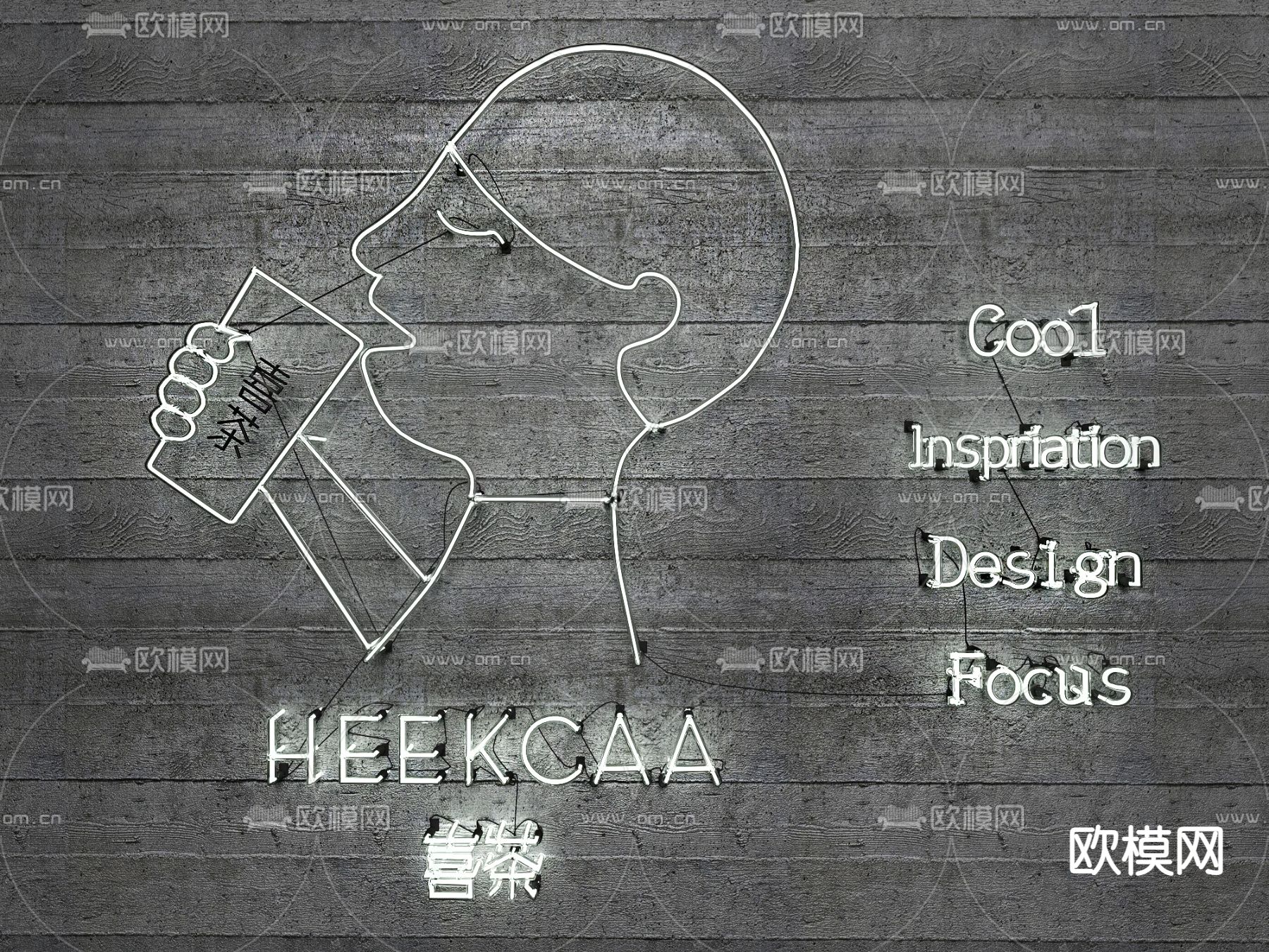 线条灯 奶茶装饰灯3d模型下载（渲染图1）