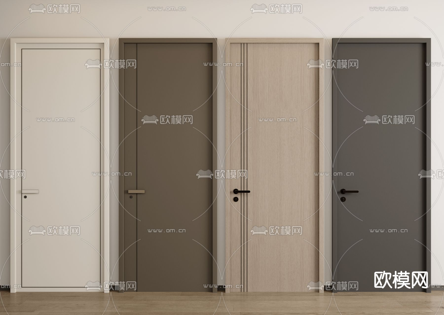 房门 单开门 卧室门 极简门su模型下载（渲染图1）