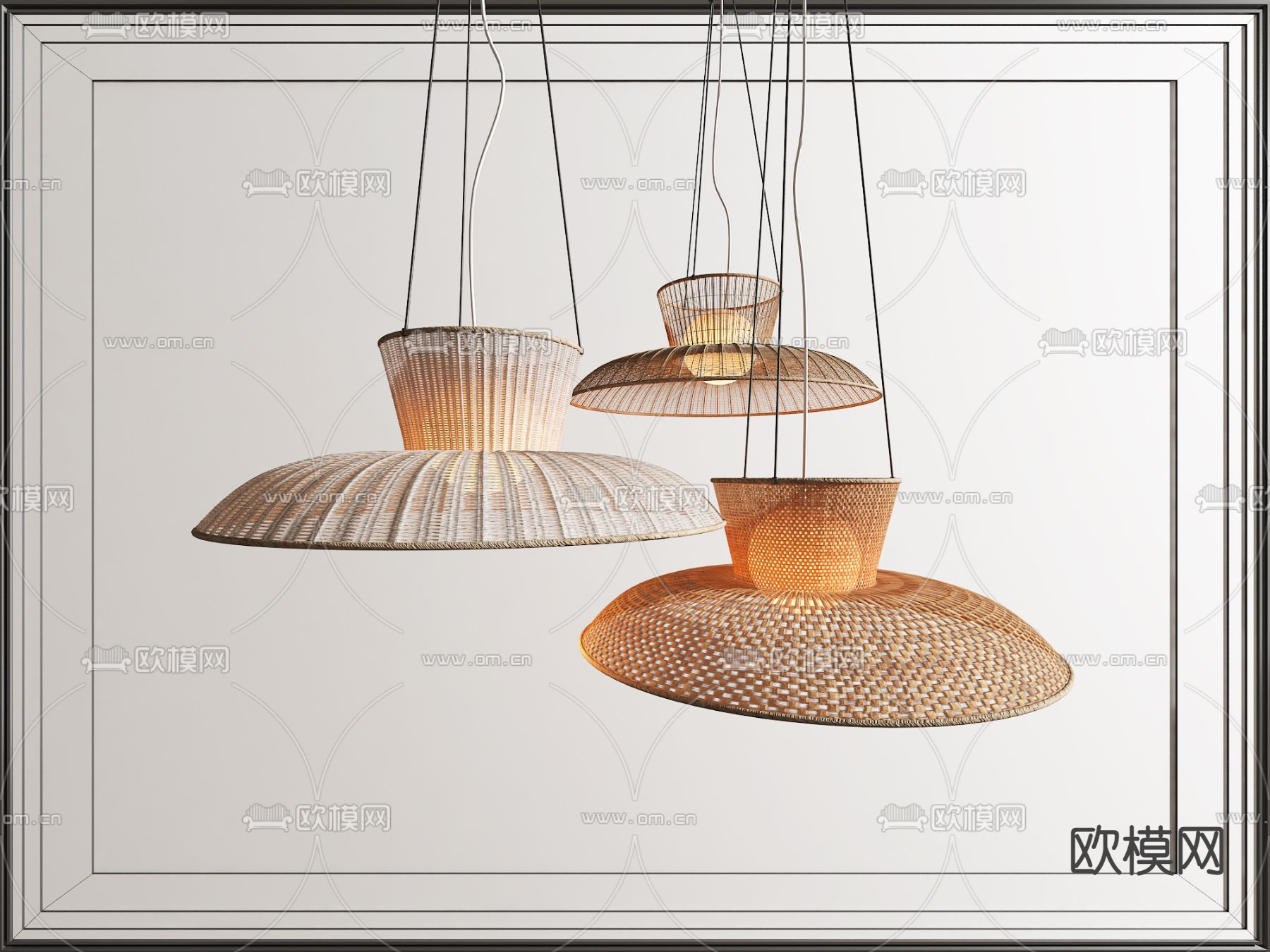 东南亚编织吊灯su模型下载（渲染图1）