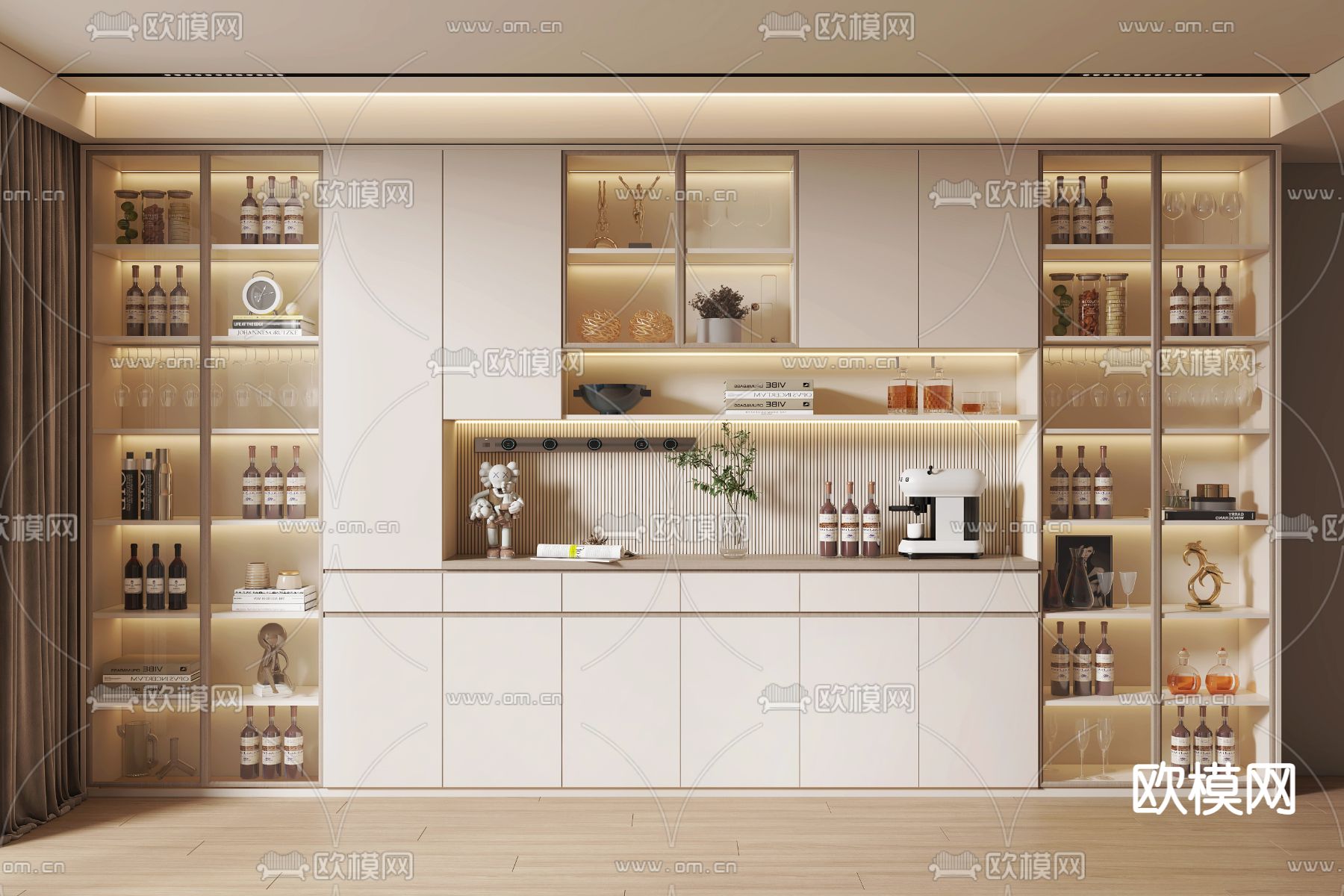 一体式酒柜su模型下载（渲染图1）