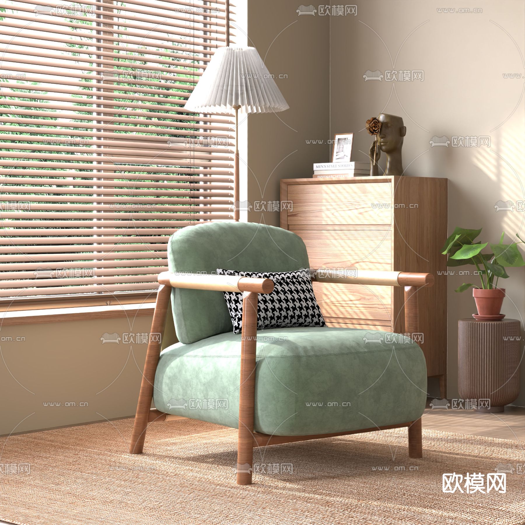 侘寂单人沙发3d模型下载