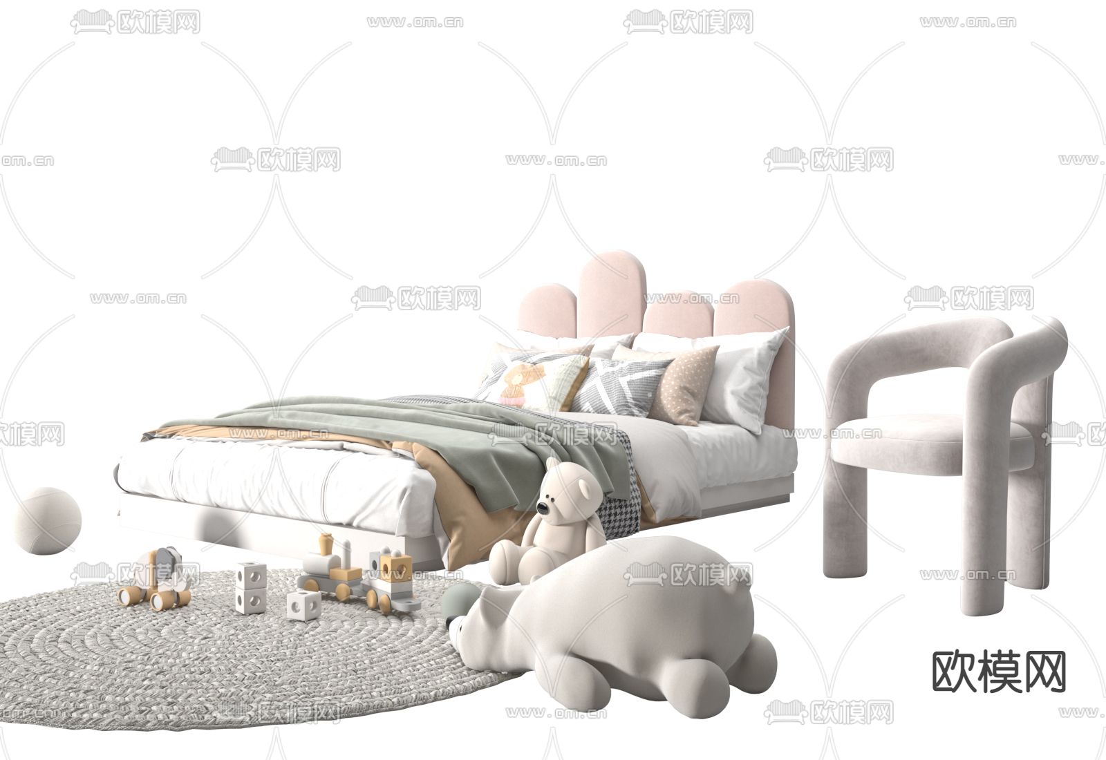 儿童床3d模型下载（渲染图2）
