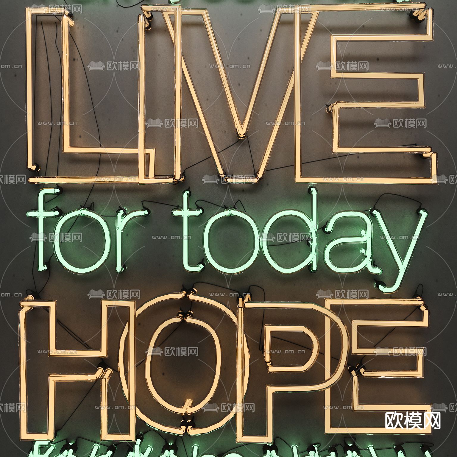 霓虹灯字 发光字 广告字su模型下载（渲染图3）