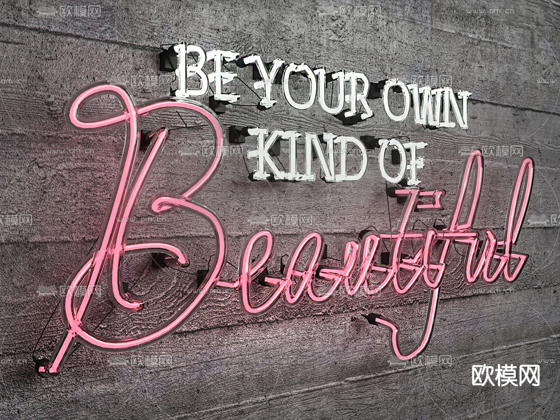 霓虹灯 网红灯 发光字su模型下载（渲染图2）