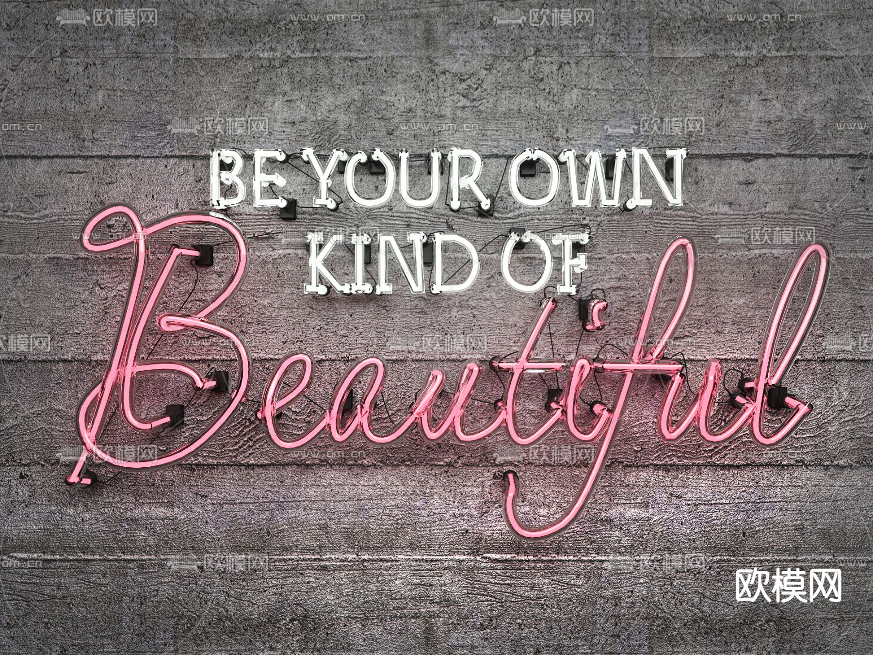 霓虹灯 网红灯 发光字su模型下载（渲染图1）