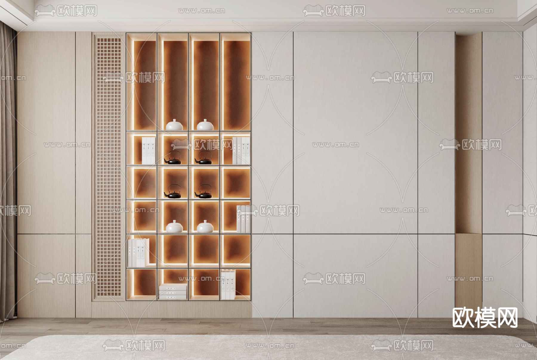 新中式装饰柜 陈列柜3d模型下载