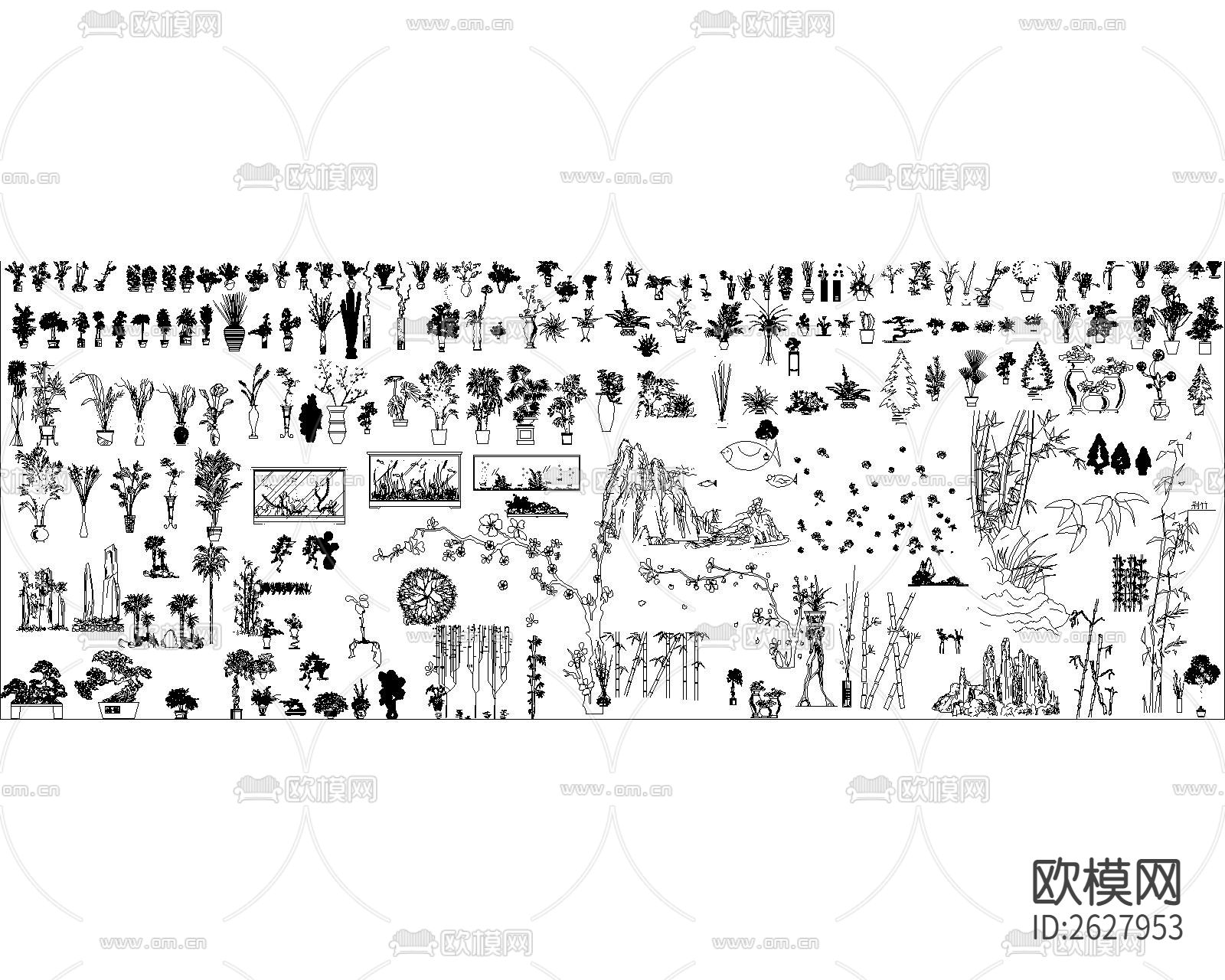最全植物CAD图库下载（渲染图7）