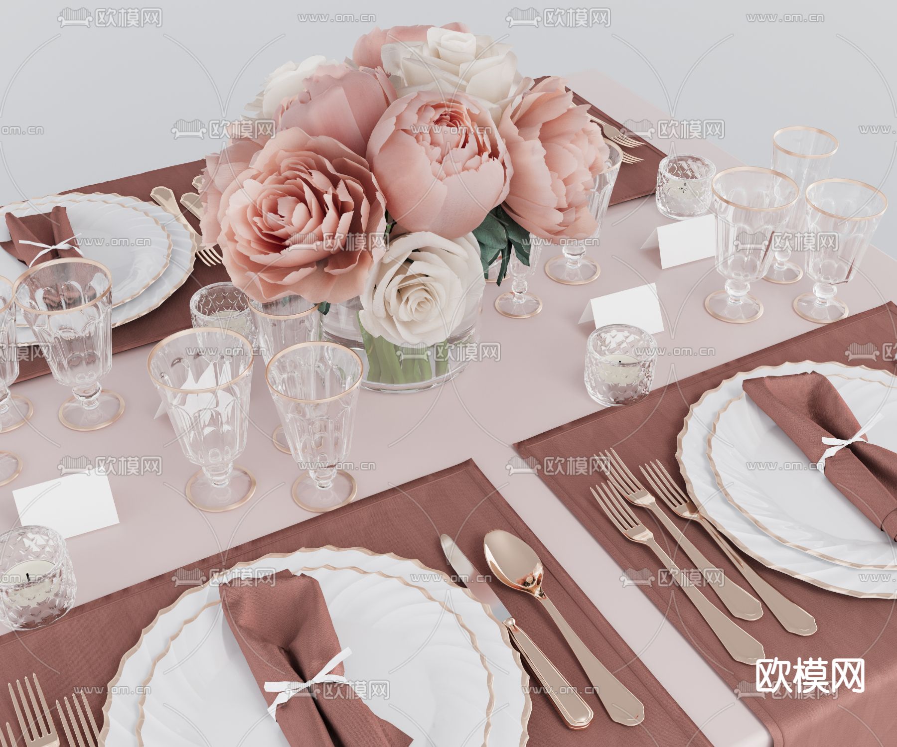 简欧餐具3d模型下载