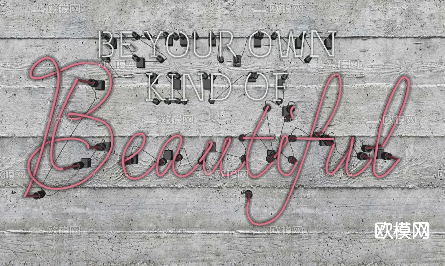 霓虹灯 网红灯 发光字su模型下载（渲染图3）