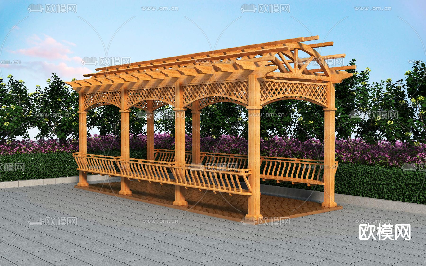 廊架 葡萄架 长廊3d模型下载