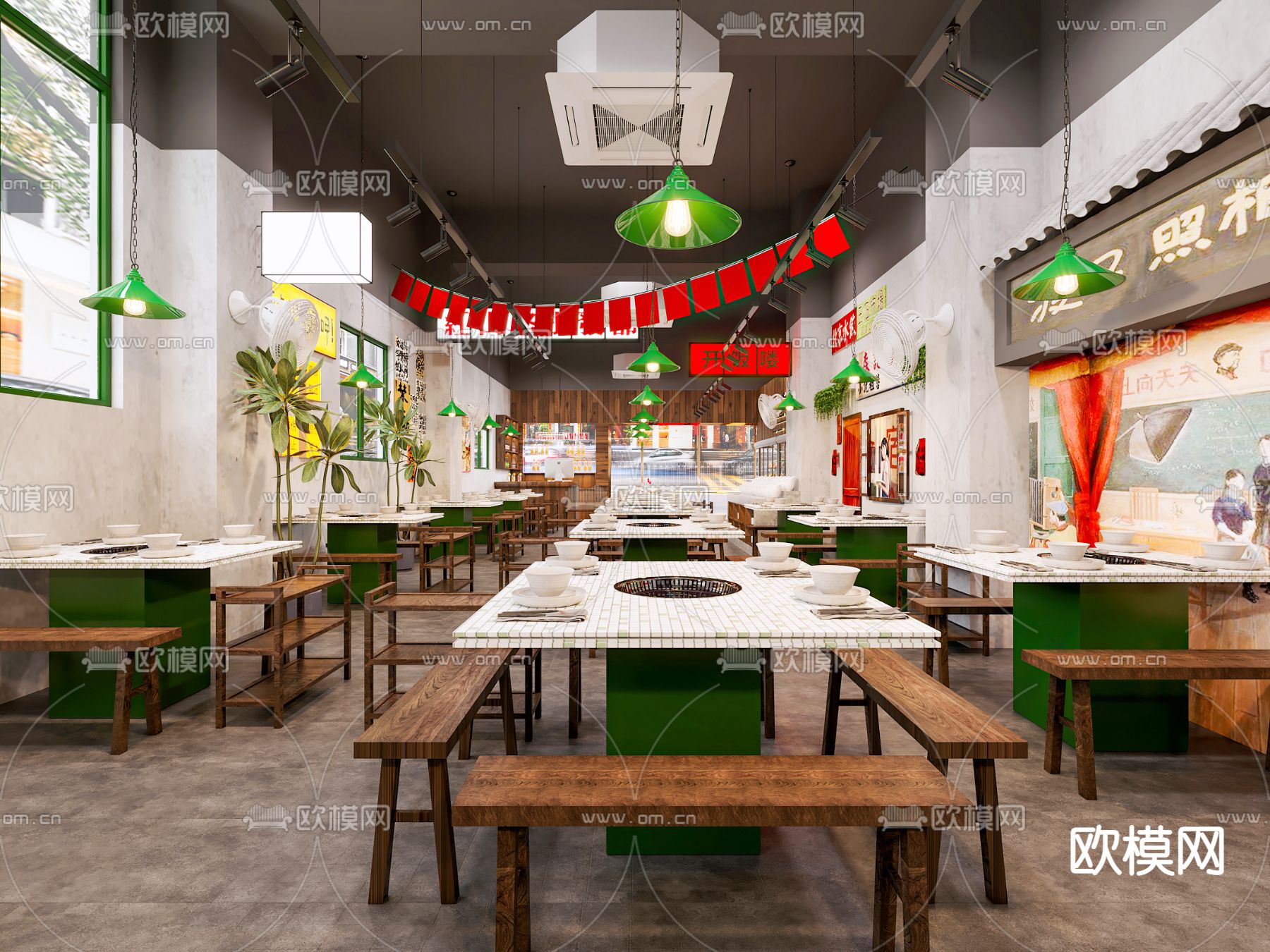 工业风火锅店3d模型下载（渲染图3）