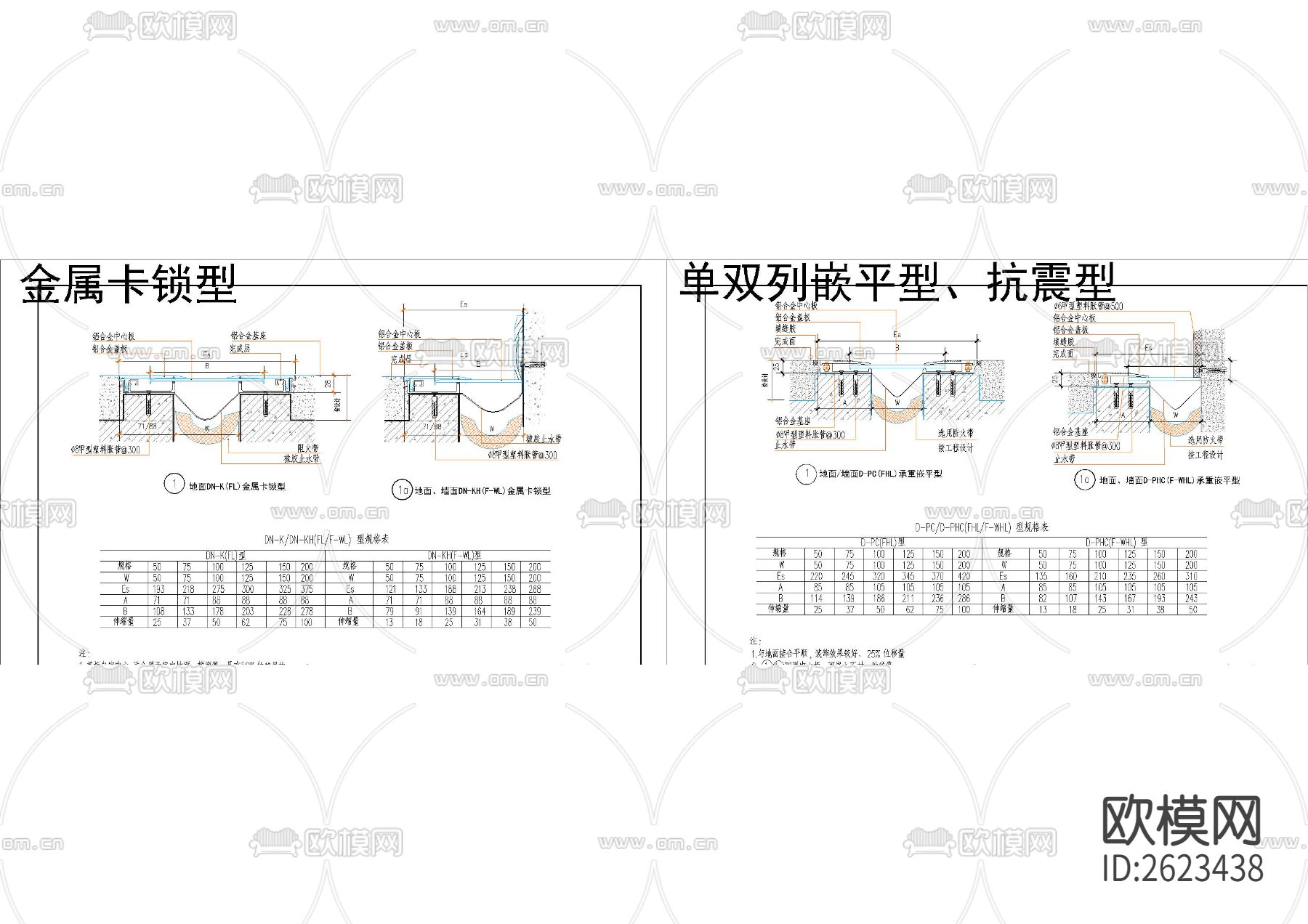 建筑变形缝节点CAD施工图下载（渲染图3）