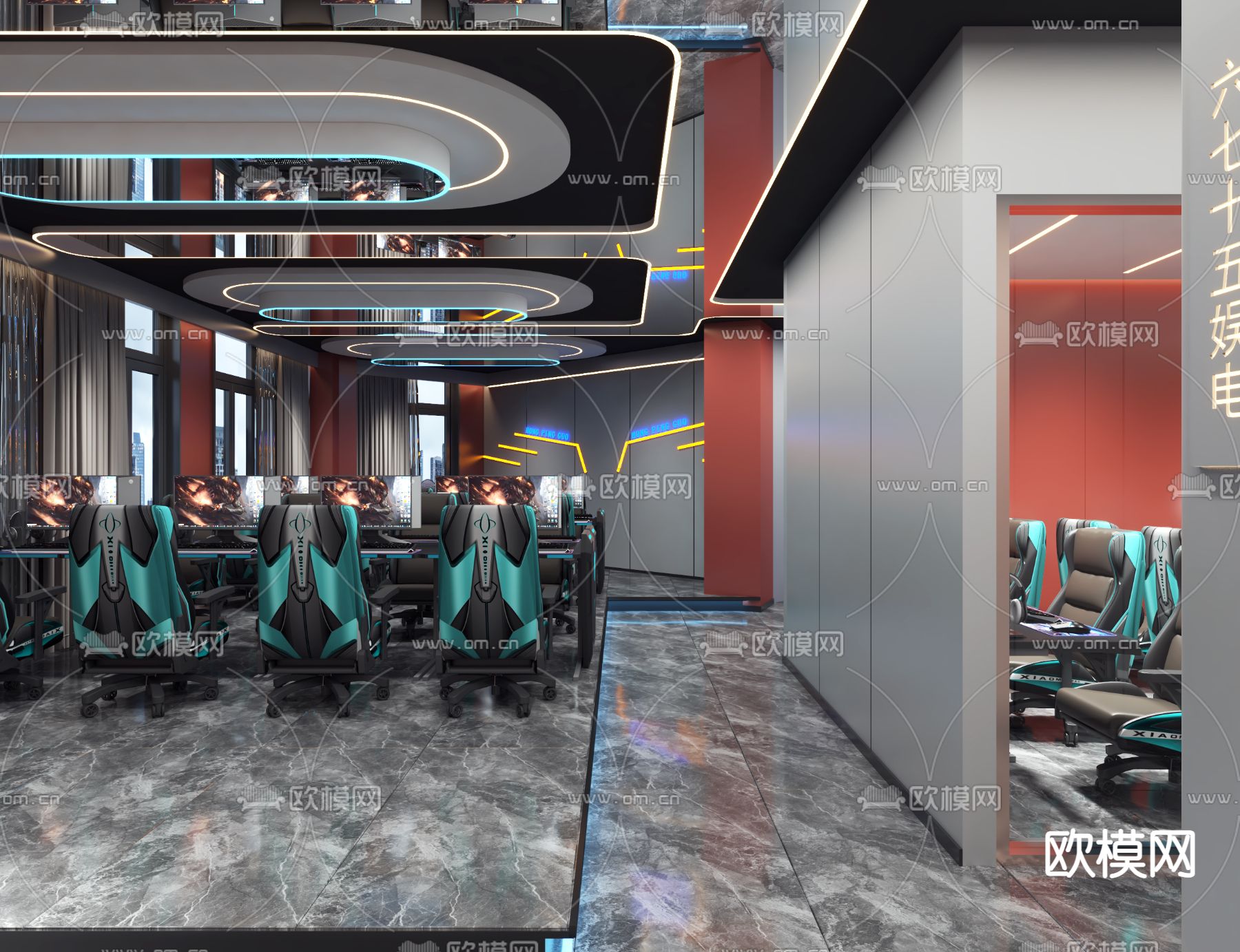 网咖 电竞酒店3d模型下载（渲染图4）