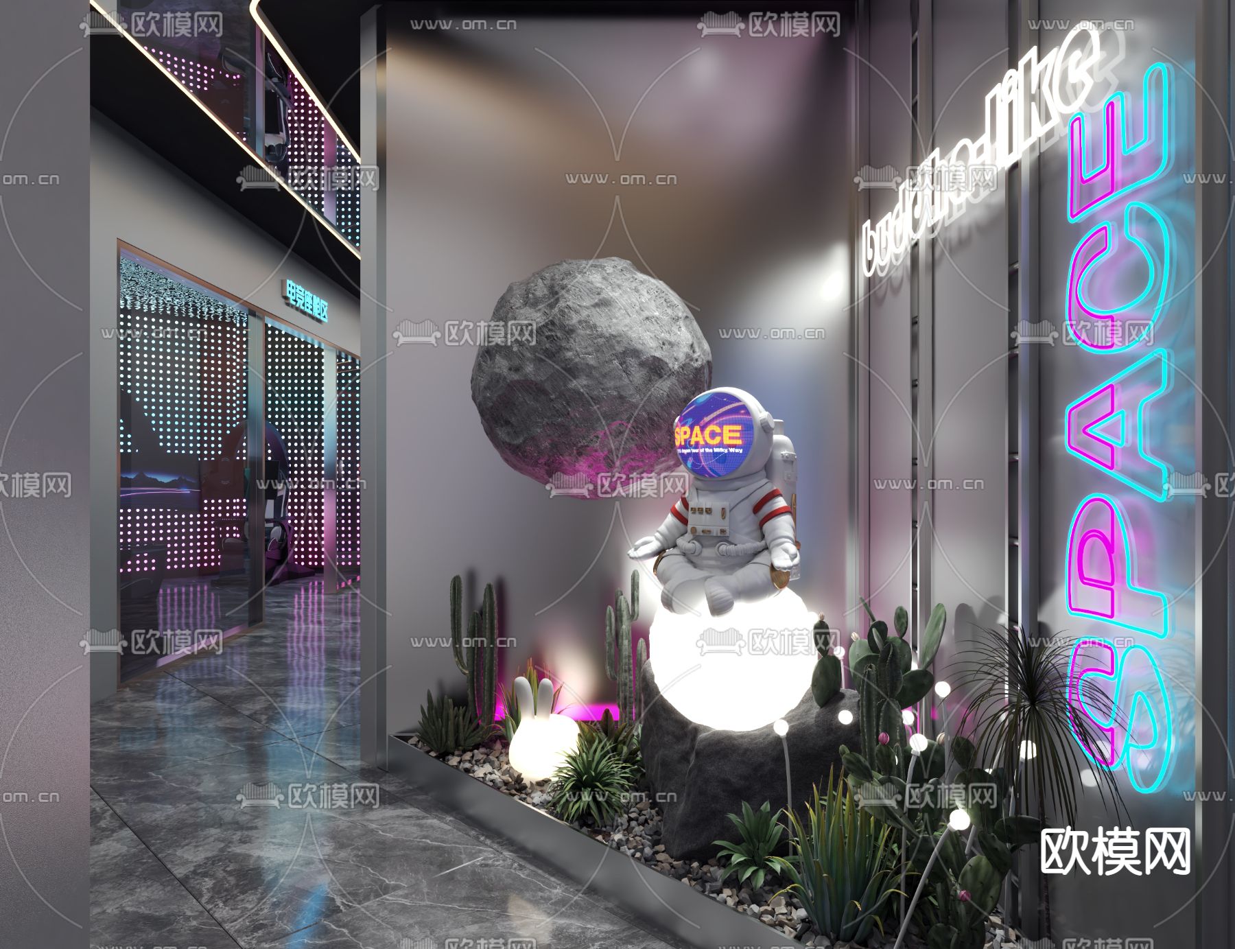 网咖 电竞酒店3d模型下载（渲染图2）