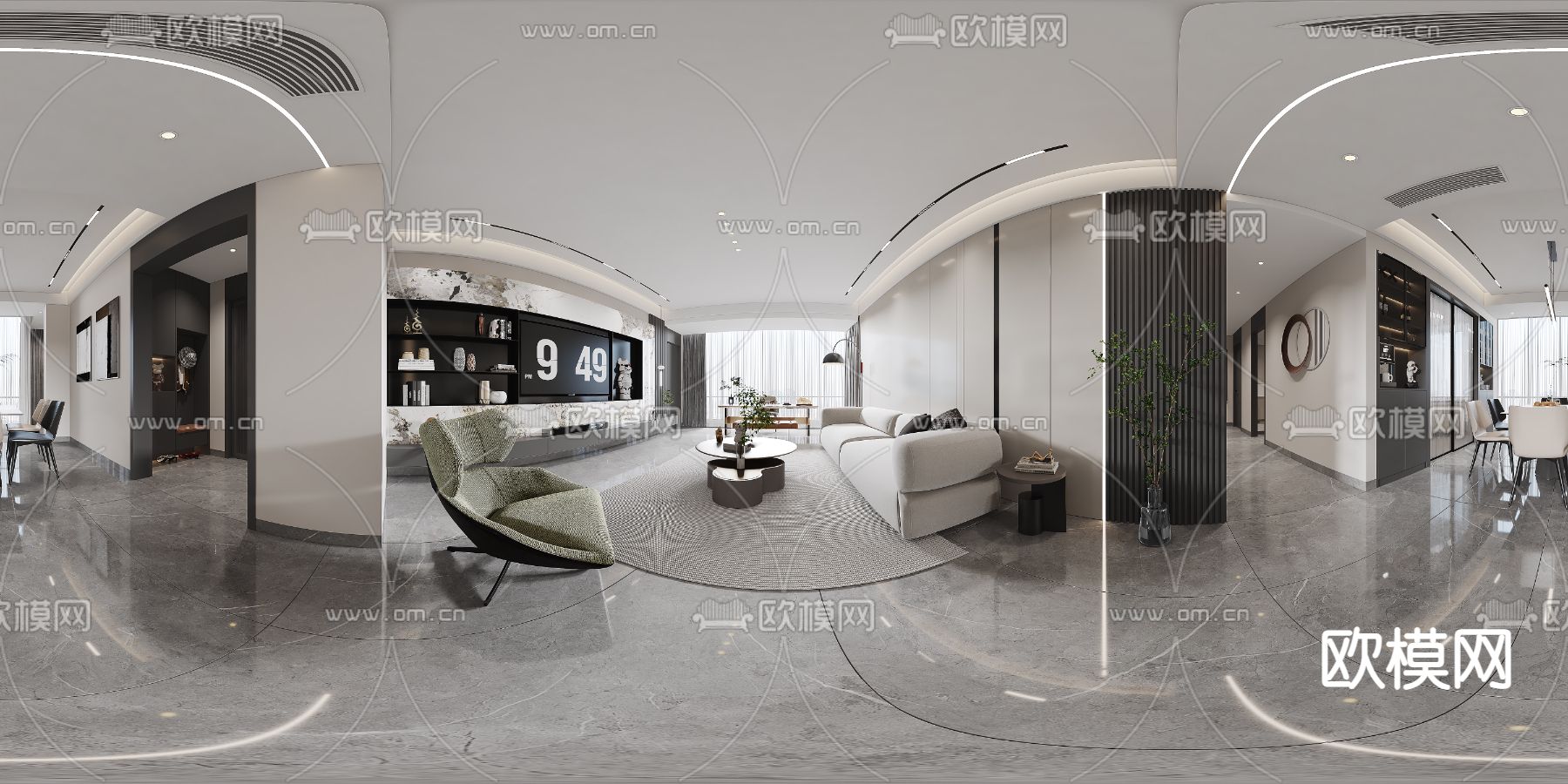 现代客餐厅vr全景3d模型