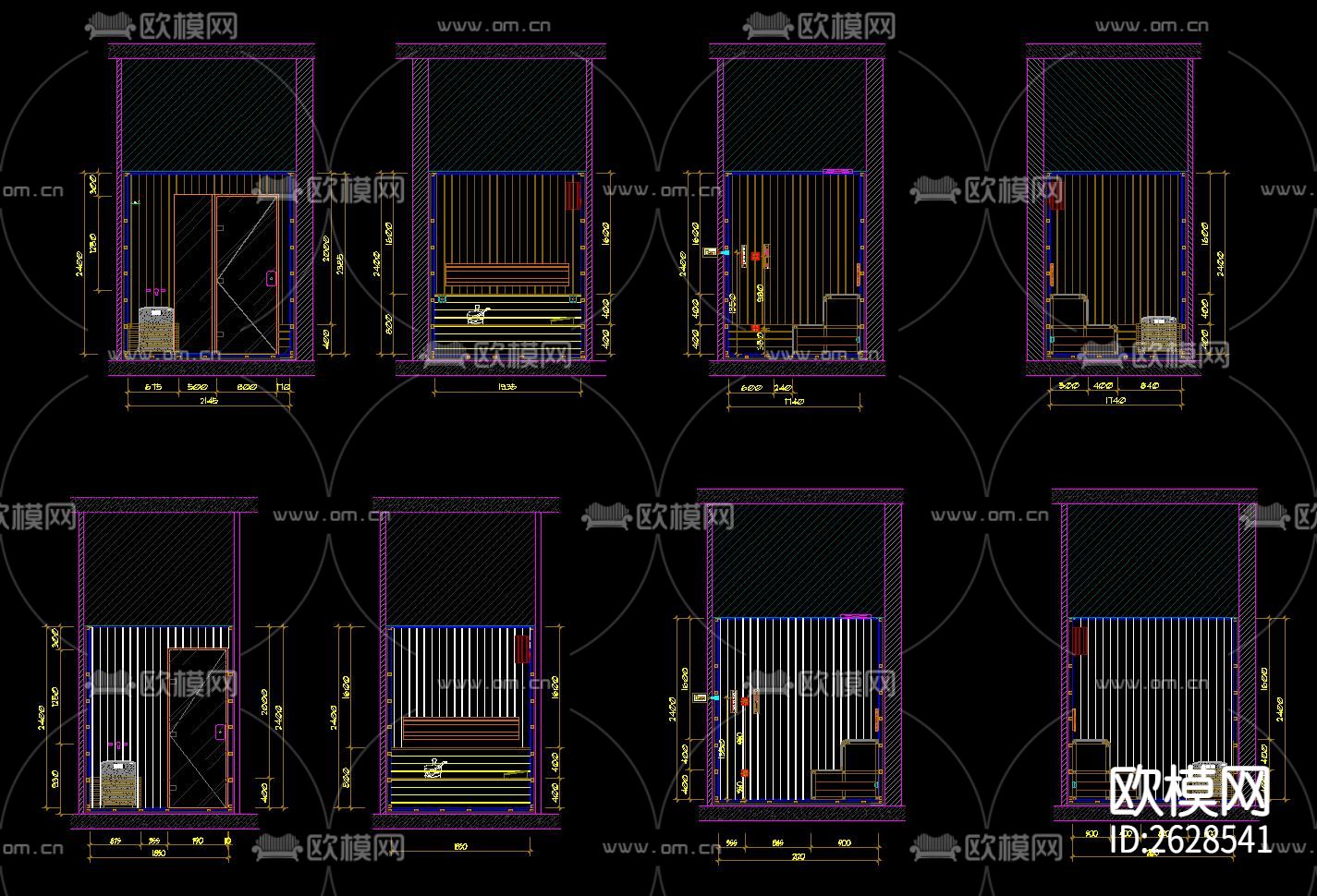 汗蒸房大样图CAD施工图下载（渲染图7）