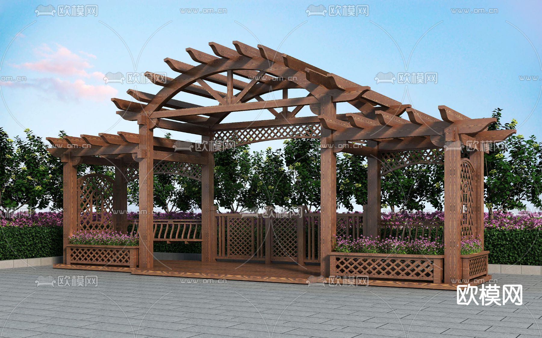花架 葡萄架 长廊3d模型下载