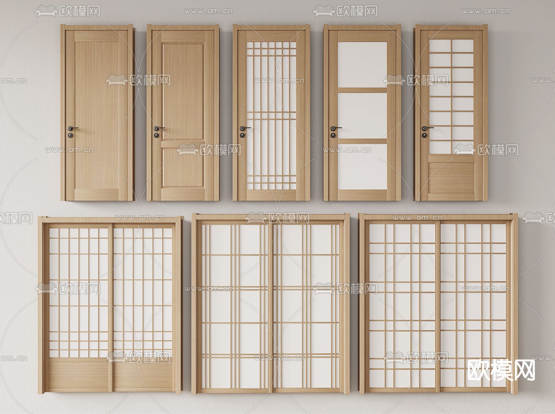日式房门推拉门su模型下载（渲染图1）