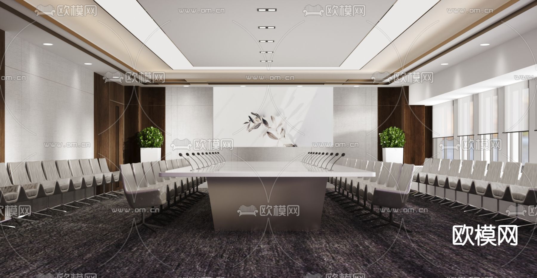 现代会议室免费3d模型下载