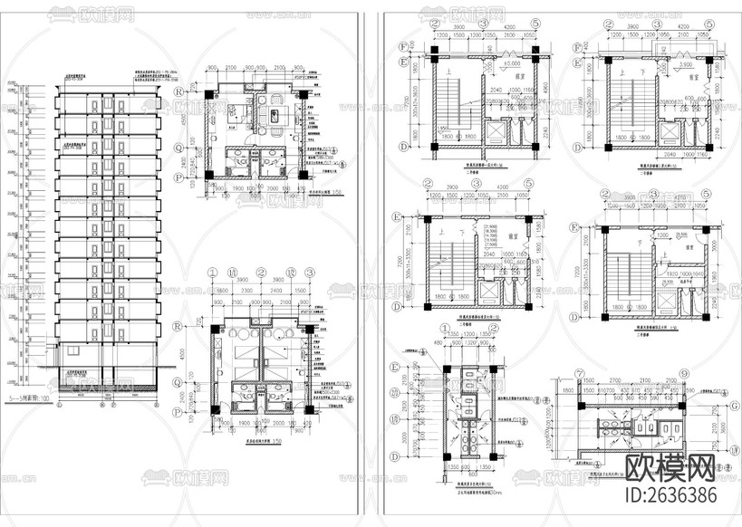賓館全套建筑CAD施工圖下載(渲染圖9)