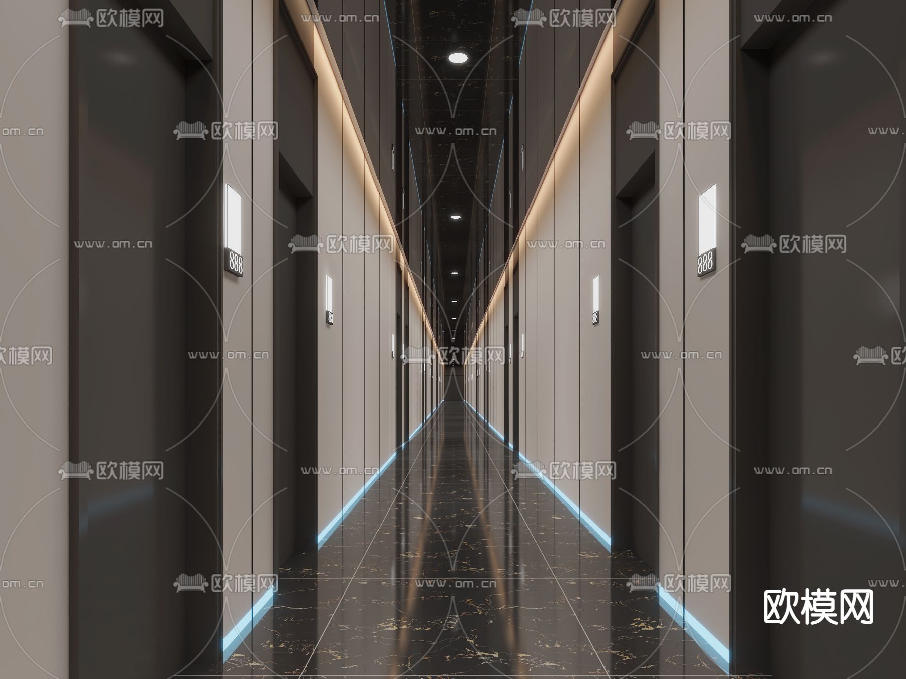 酒店过道 走廊3d模型下载