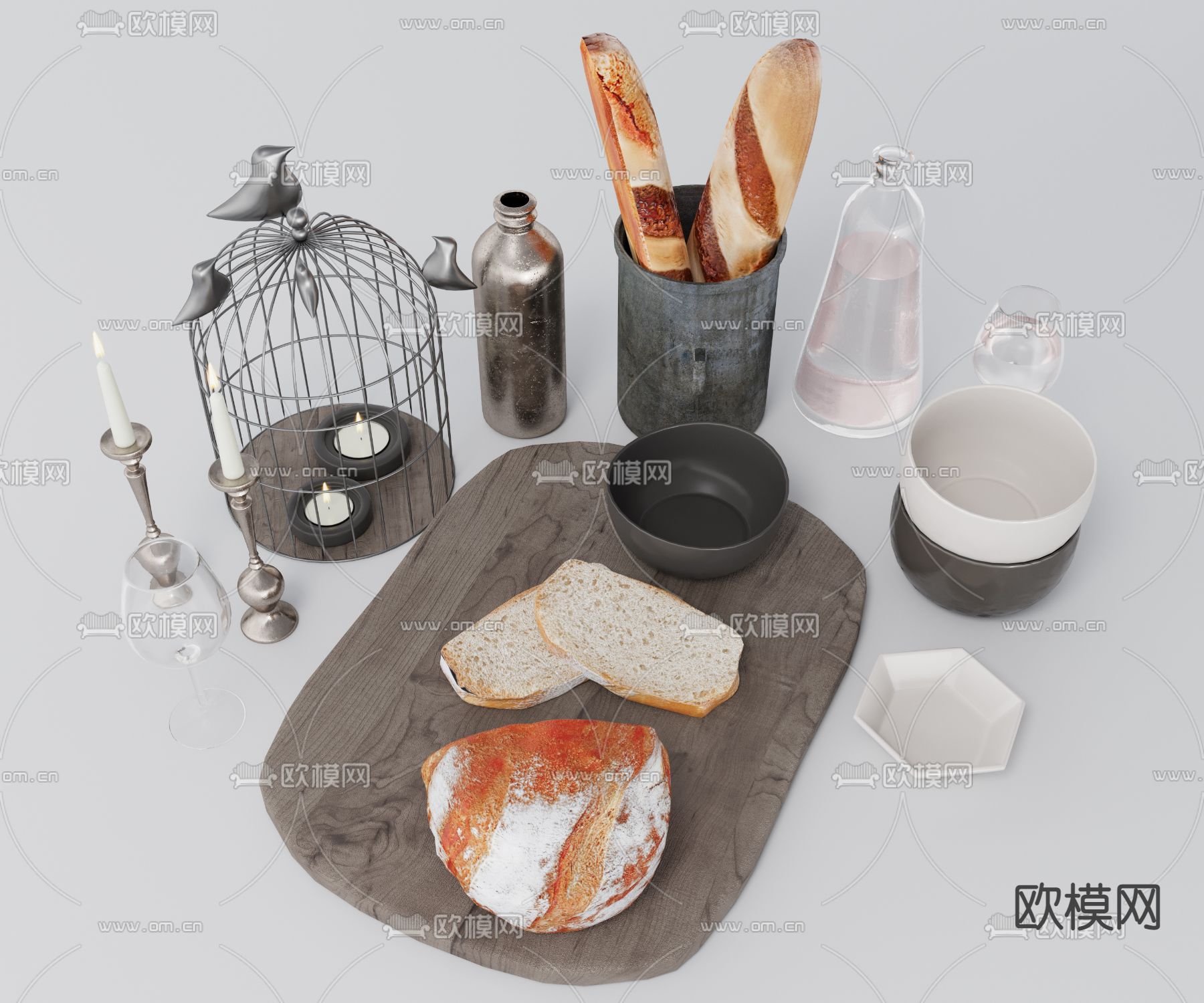 北欧厨房摆件3d模型下载