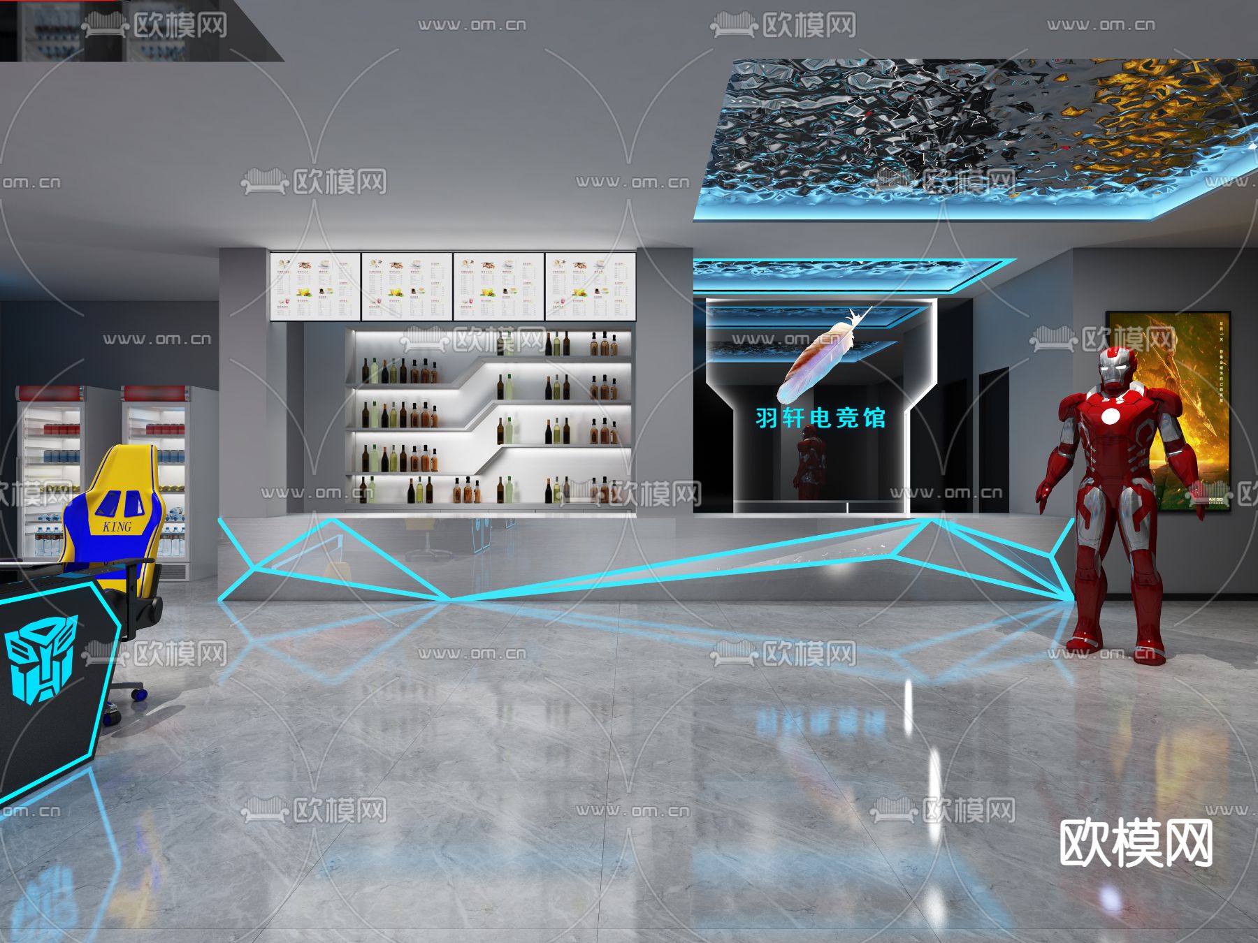 现代网吧 网咖3d模型下载（渲染图2）