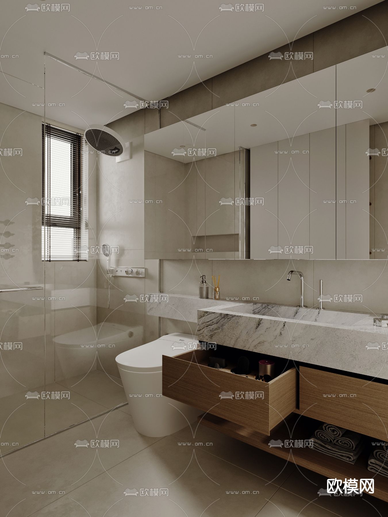 侘寂卫生间 浴室3d模型下载（渲染图2）