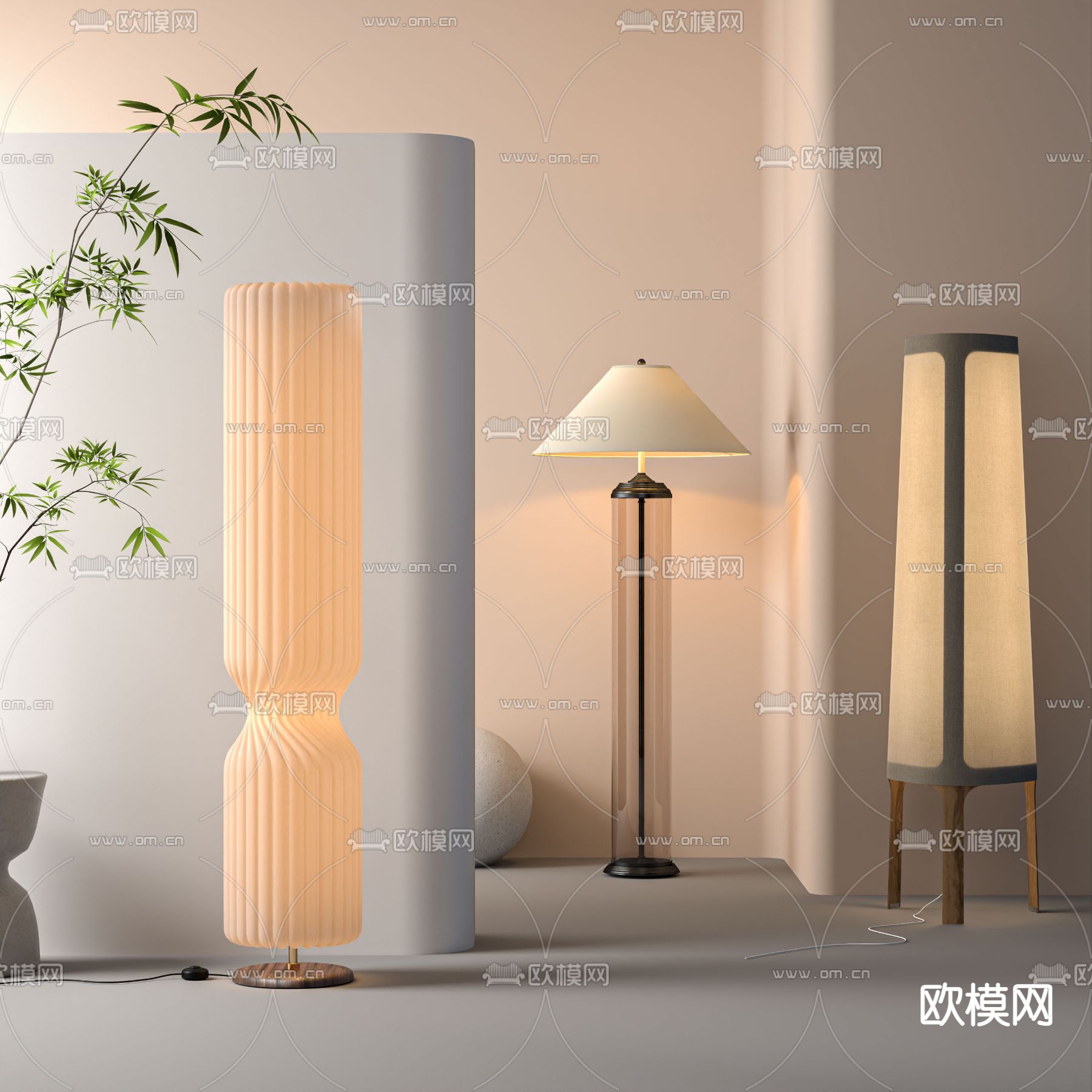 侘寂落地灯3d模型下载_ID14082642_3dmax免费模型-欧模网