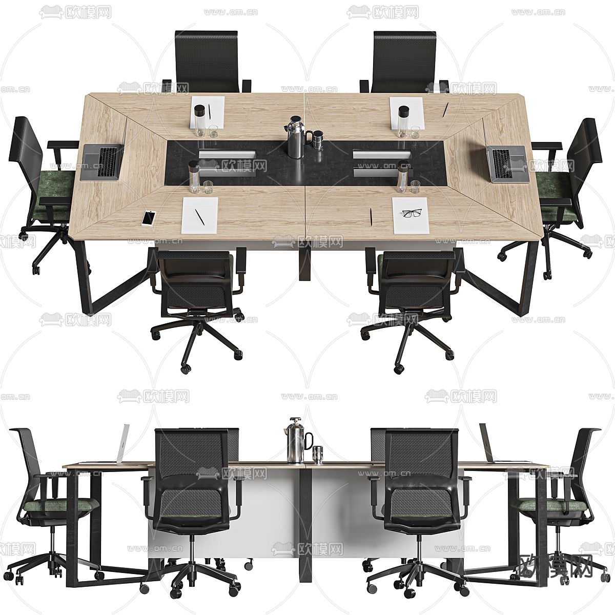 会议桌椅 会议台3d模型下载（渲染图2）