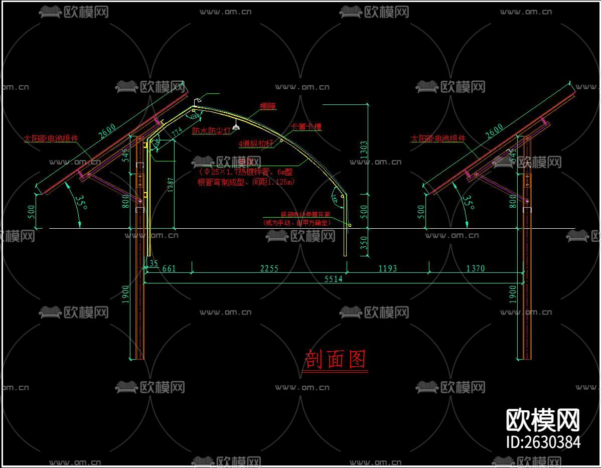 温室大棚CAD施工图下载（渲染图9）
