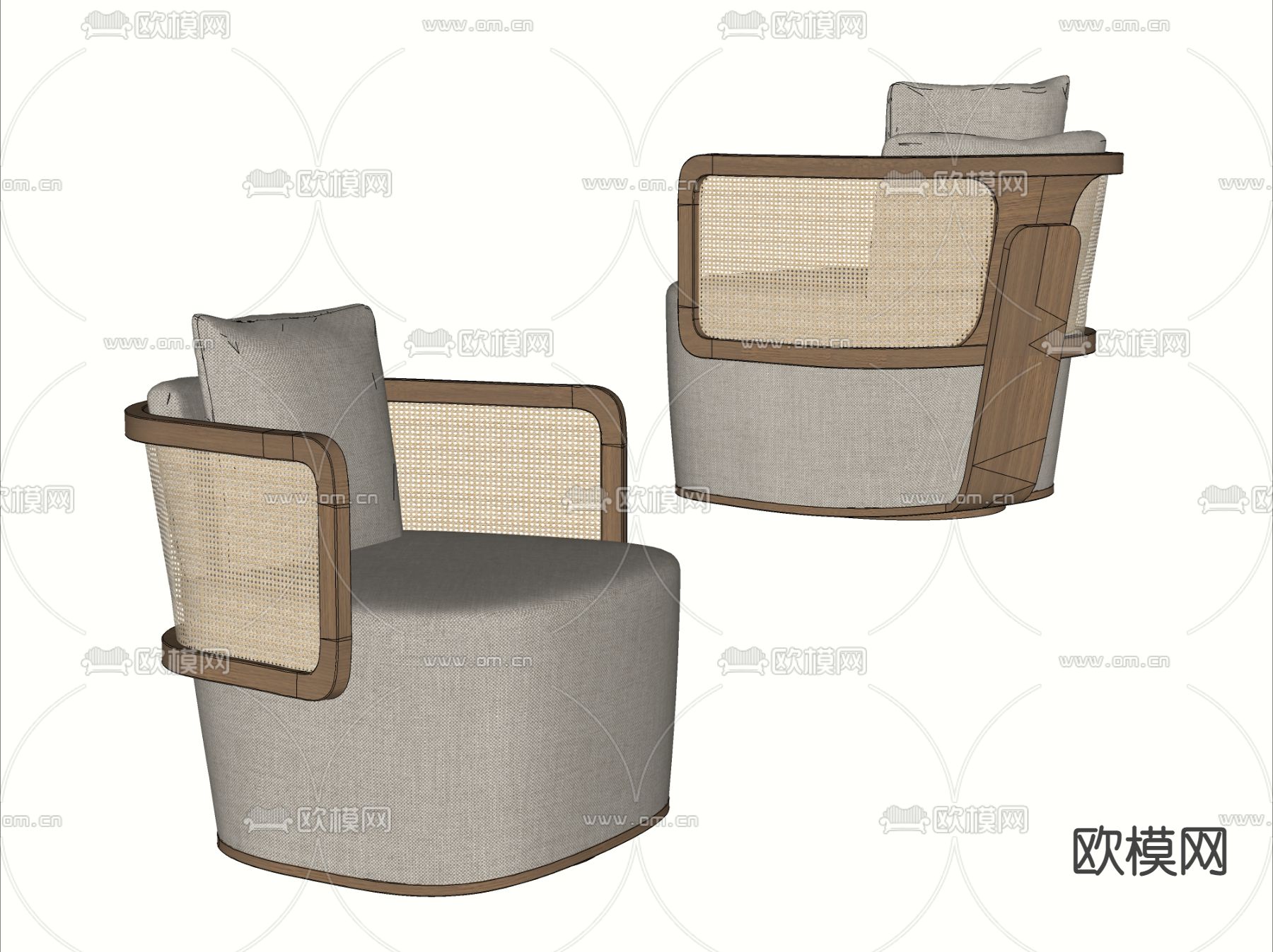北欧休闲椅su模型下载（渲染图2）