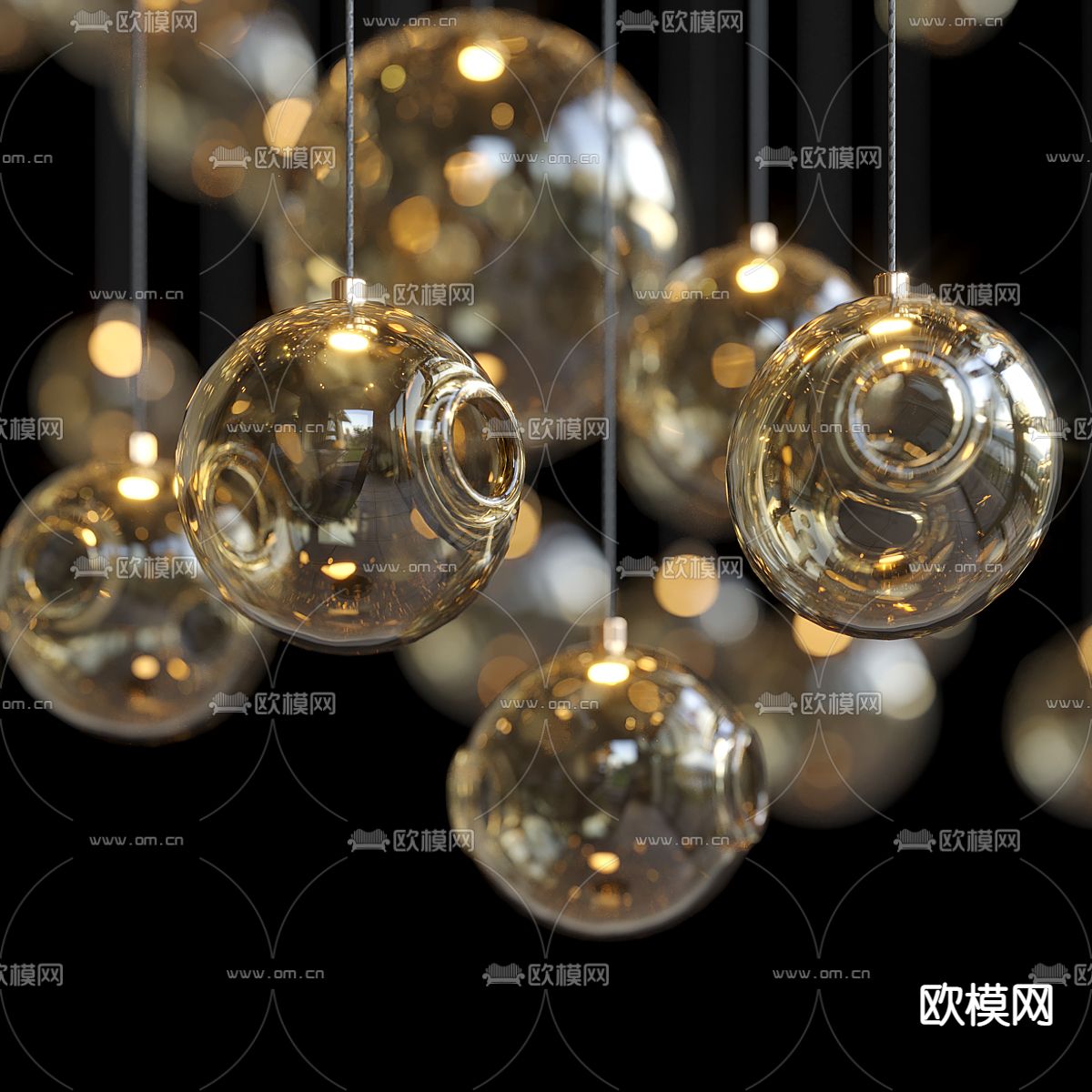 水晶灯 大堂吊灯3d模型下载（渲染图2）