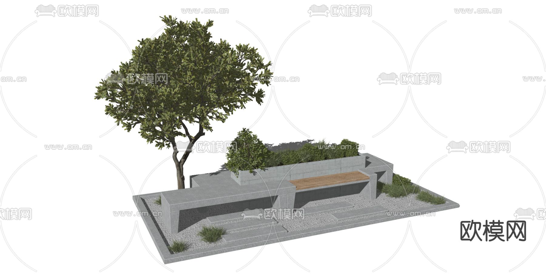现代树池座椅su模型下载（渲染图1）