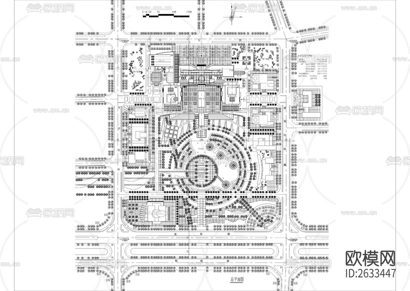 市行政中心規(guī)劃CAD施工圖下載(渲染圖1)