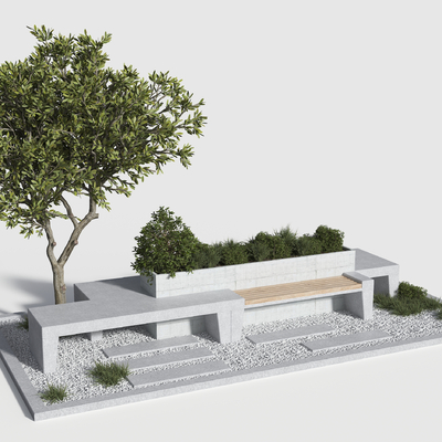  现代树池座椅su模型 