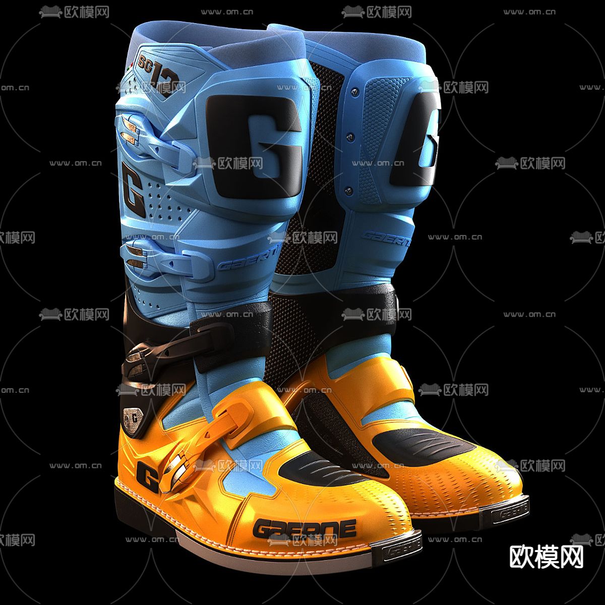 摩托车靴 机车靴3d模型下载（渲染图2）