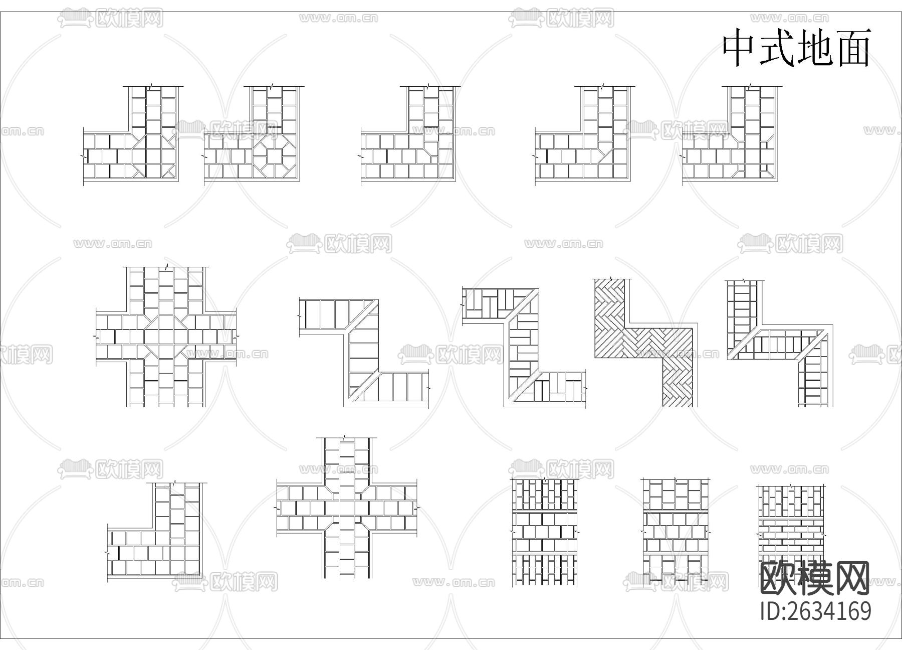 中式地面铺装CAD图库下载