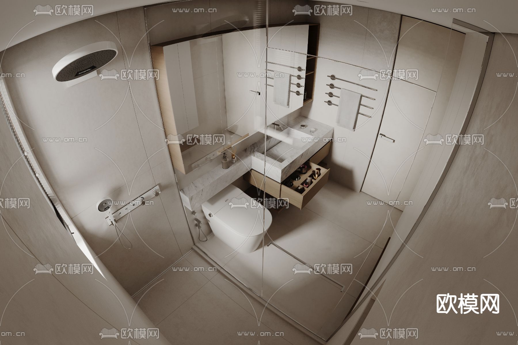 侘寂卫生间 浴室3d模型下载（渲染图4）