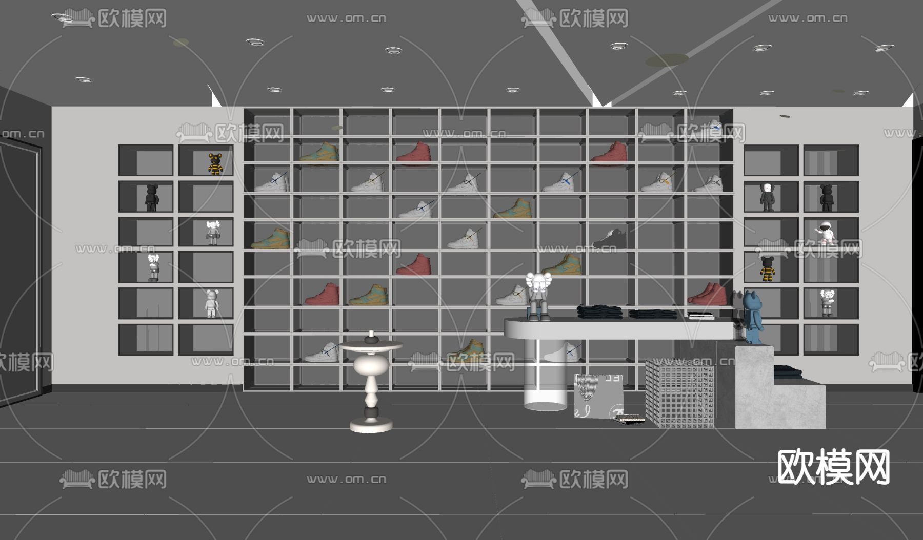 现代潮流鞋店su模型下载（渲染图2）