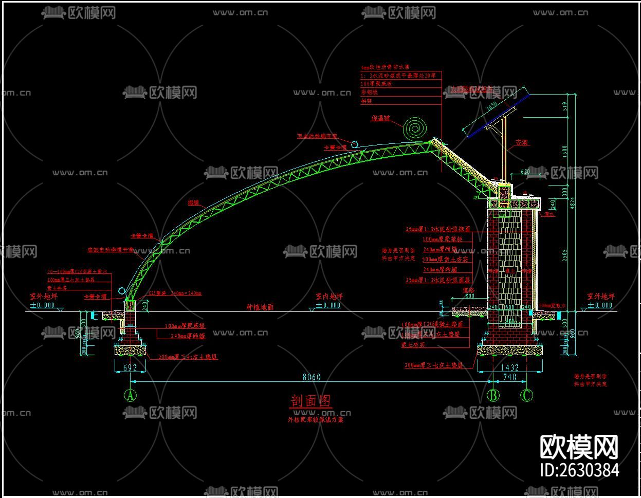 温室大棚CAD施工图下载（渲染图10）