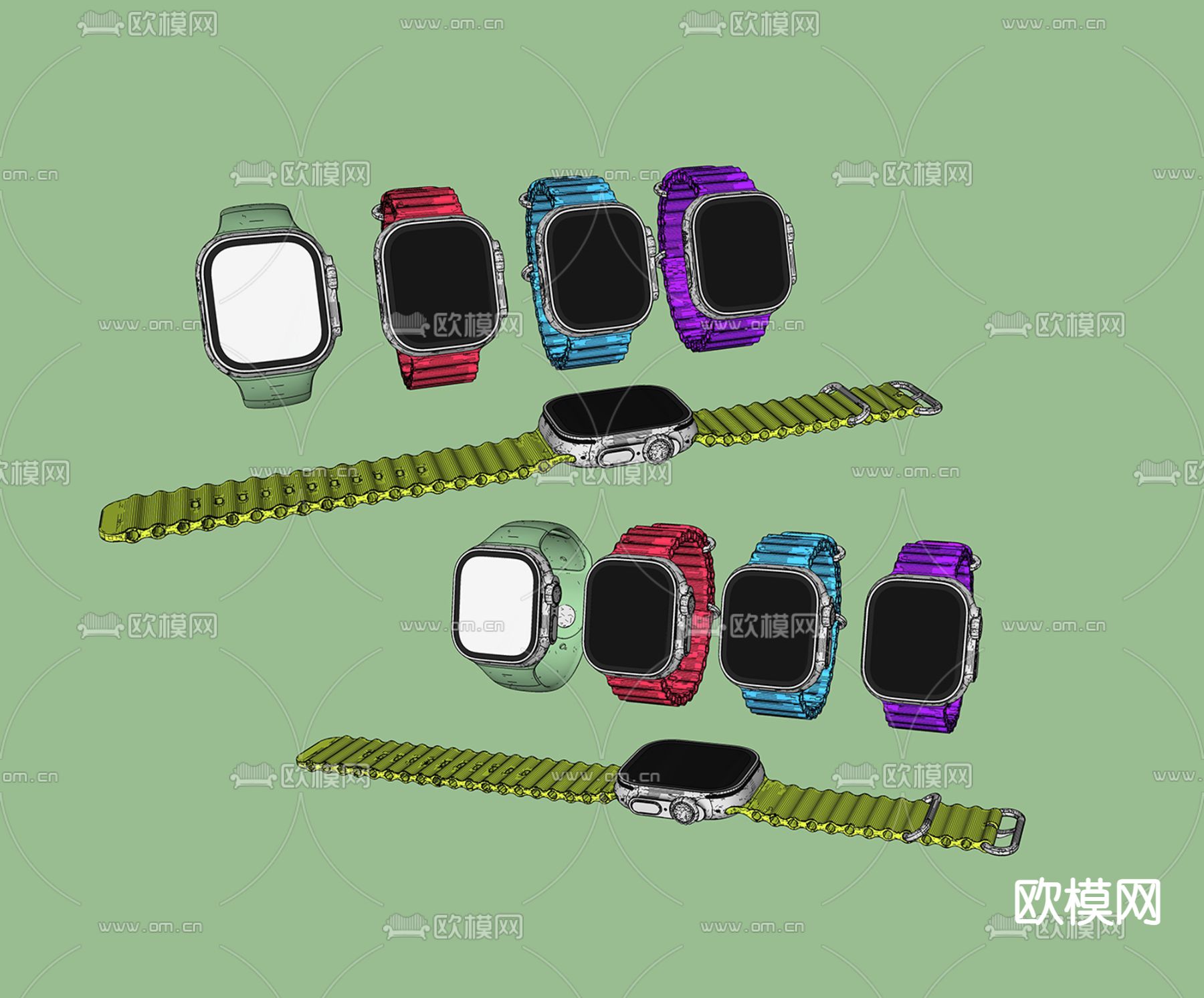 苹果手表su模型下载（渲染图2）