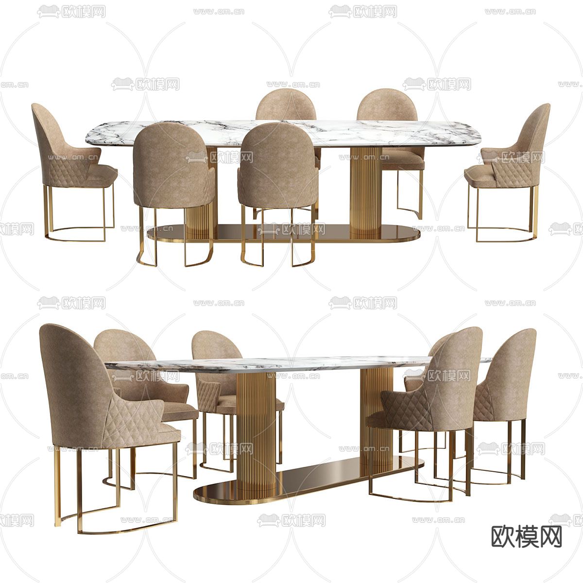 轻奢餐桌椅3d模型下载