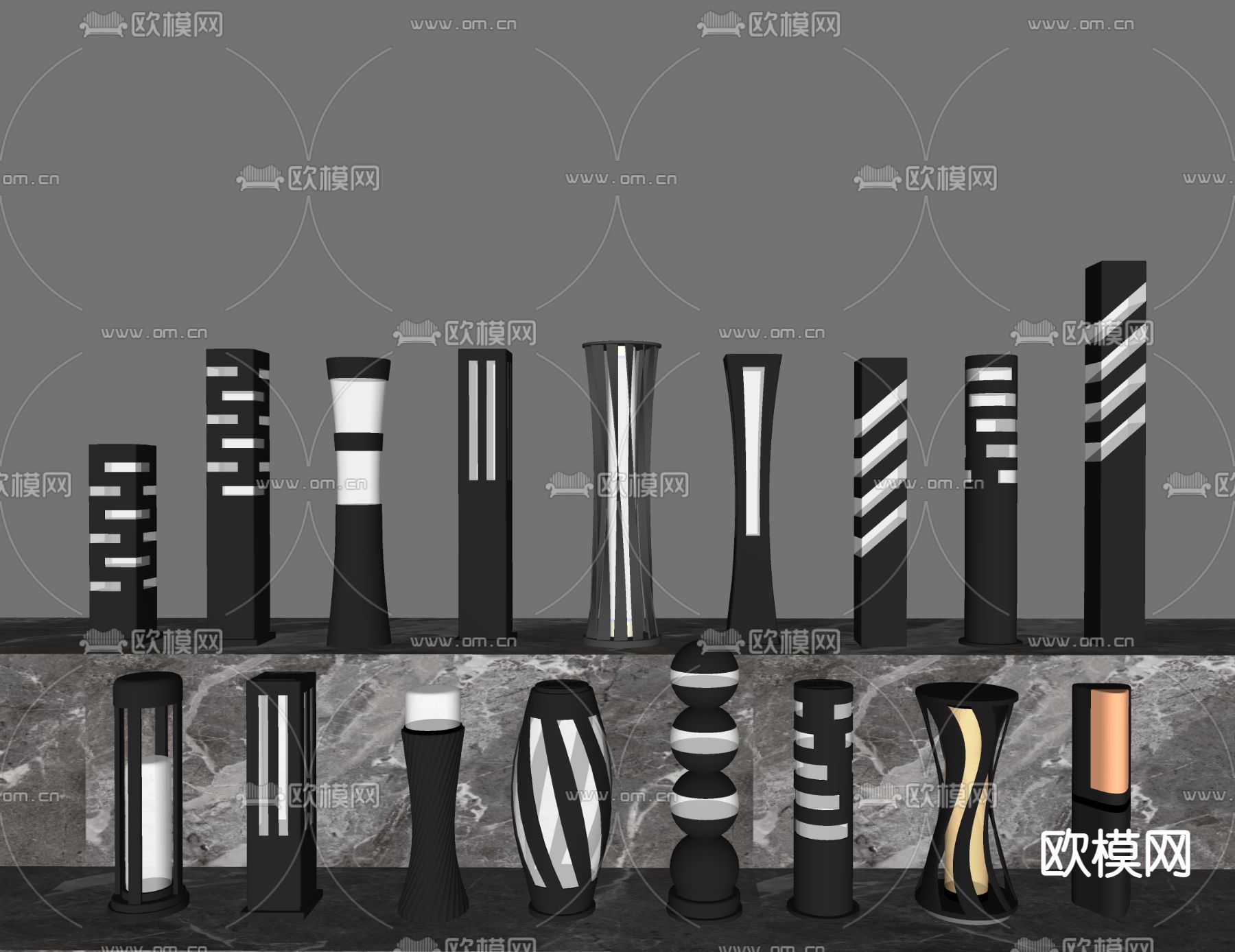 现代景观灯 户外灯 草坪灯su模型下载（渲染图2）