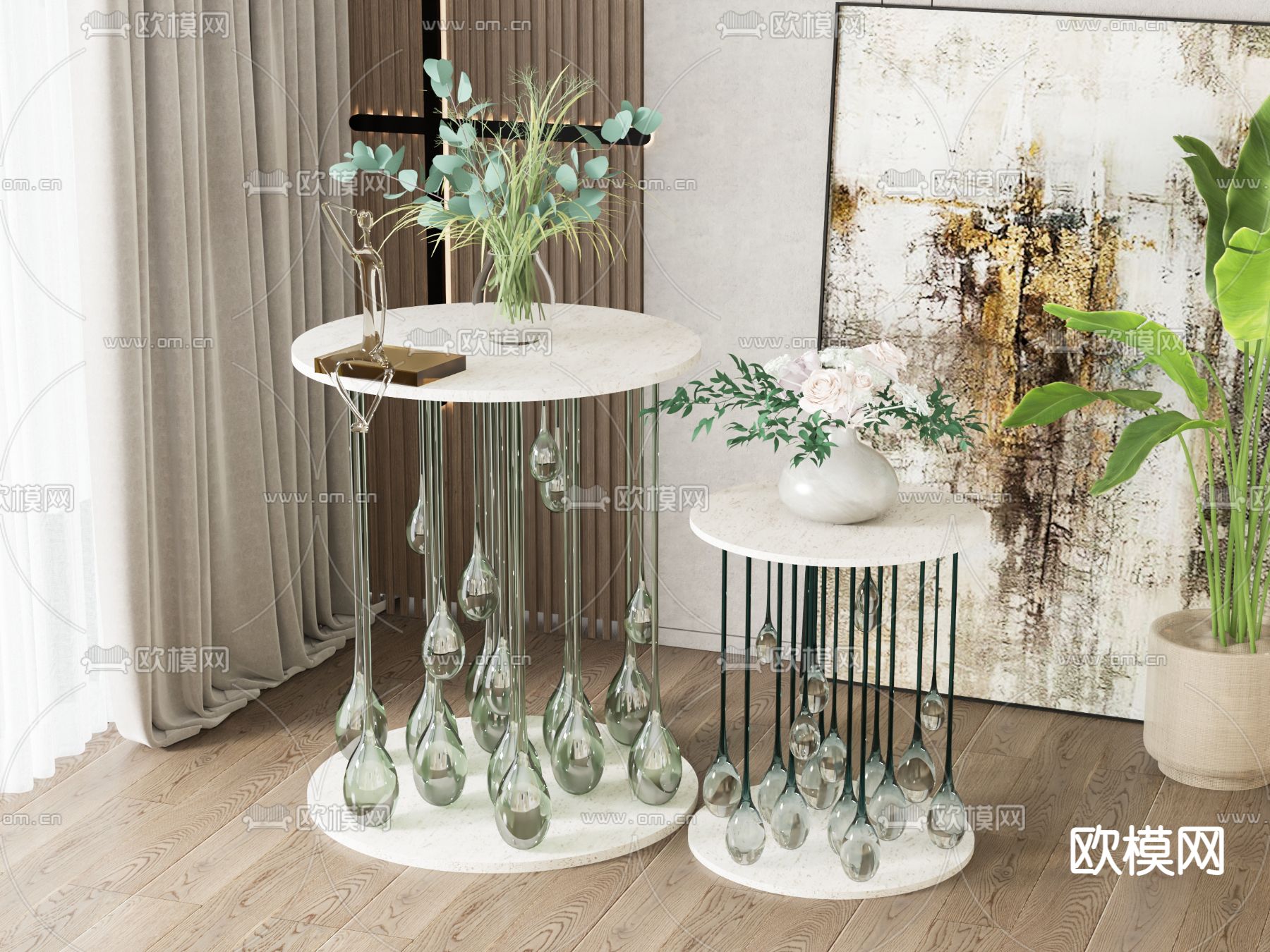 圆几 边几 角几3d模型下载