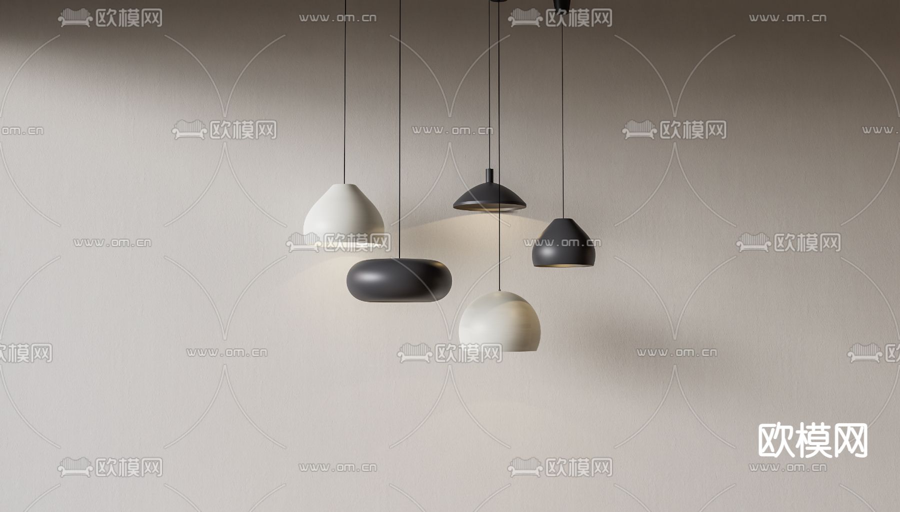 现代小吊灯su模型下载（渲染图3）