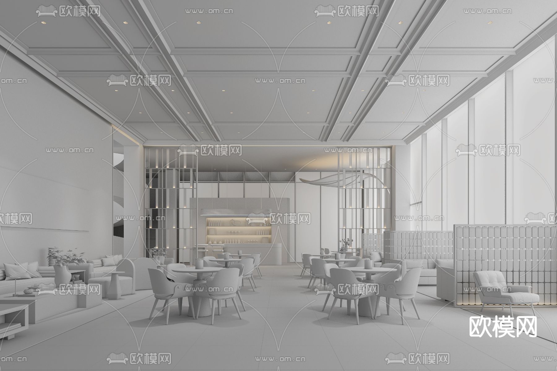 范可萨设计 合肥置地中心售楼处3d模型下载（渲染图2）