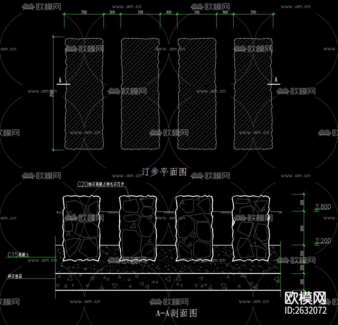 汀步CAD施工图下载（渲染图4）