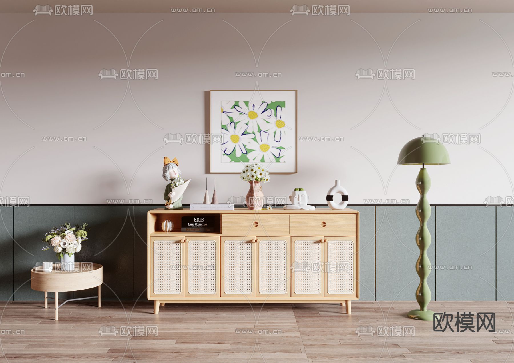 北欧风边柜 玄关柜 端景柜3d模型下载_ID14083108_3dmax免费模型-欧模网