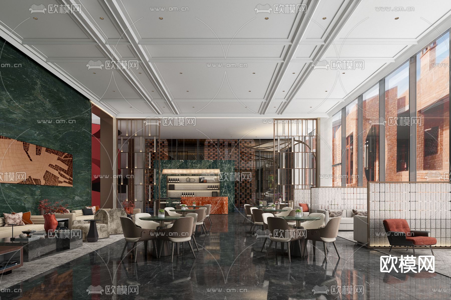 范可萨设计 合肥置地中心售楼处3d模型下载（渲染图1）